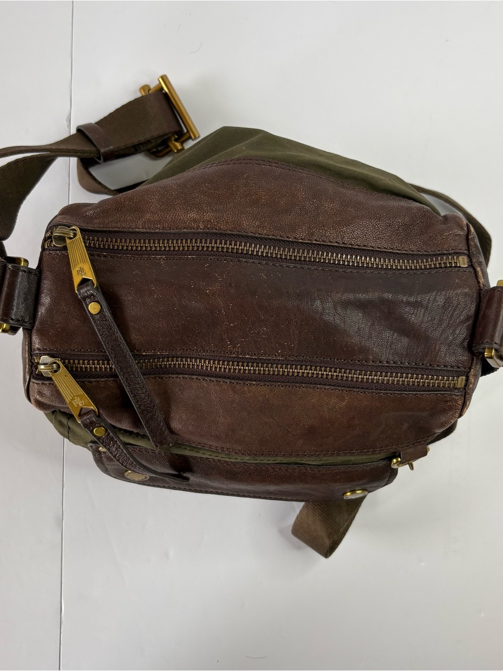 Ralph Lauren 1967 Heritage Utility Crossbody Olive Canvas & Leather Bag Military - Picture 11 of 12
